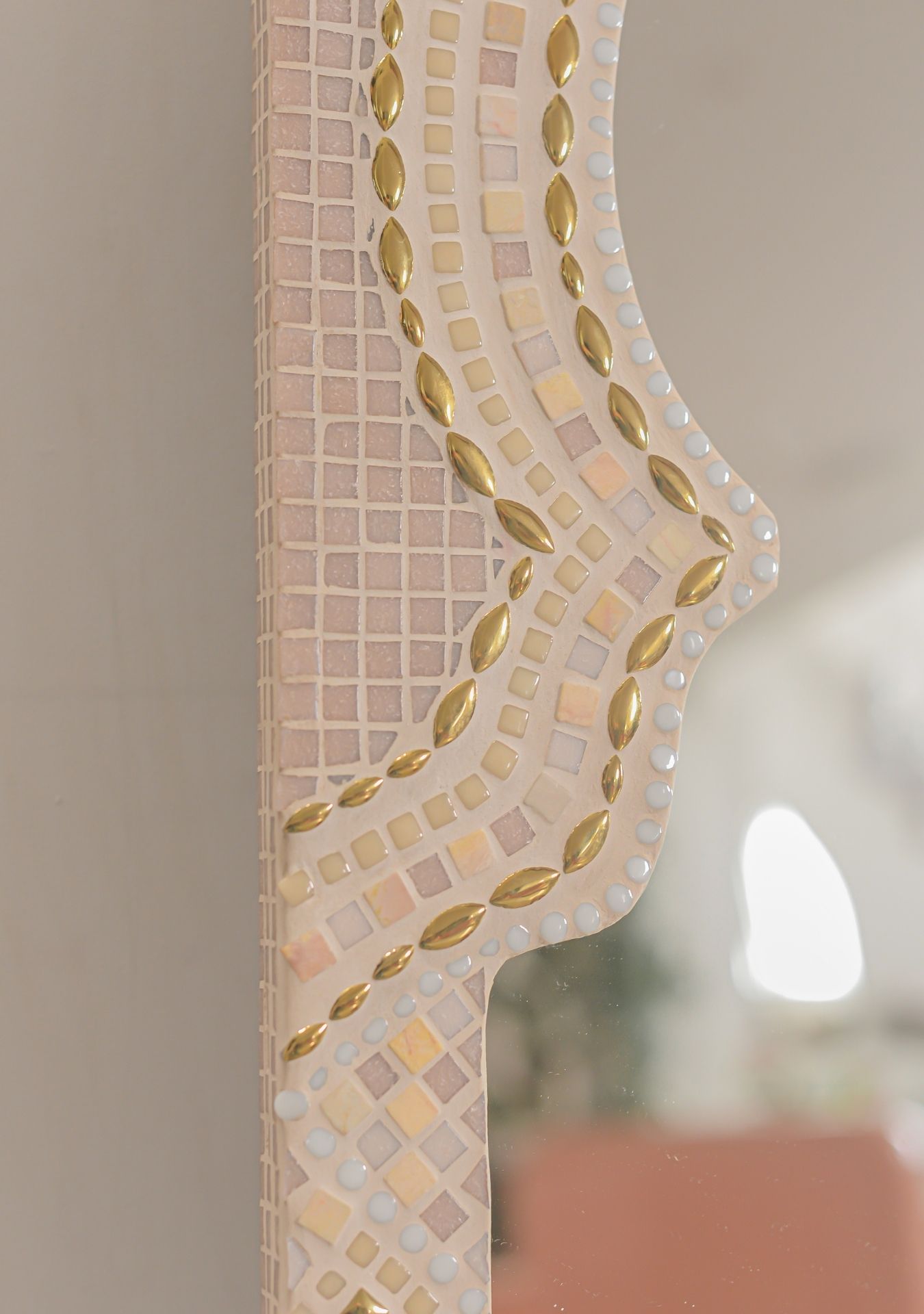 Maraya pink premium handcrafted art bedroom glass Mosaic ceramic artisan pastel gold details ©PureReflection